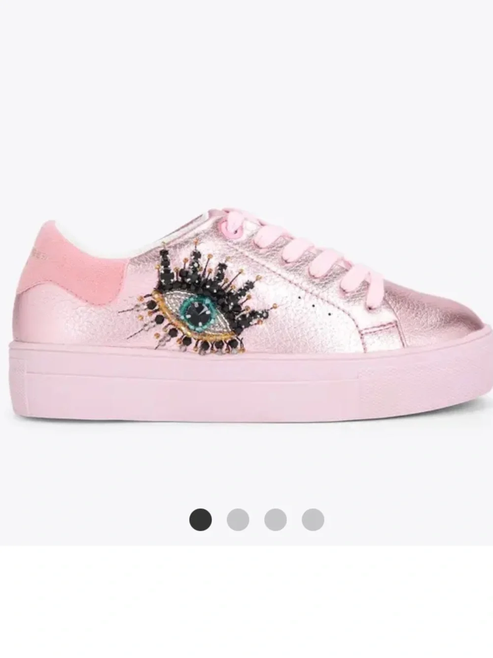 Kurt Geiger Pink Metallic Eye-Embellished Kids Sneakers